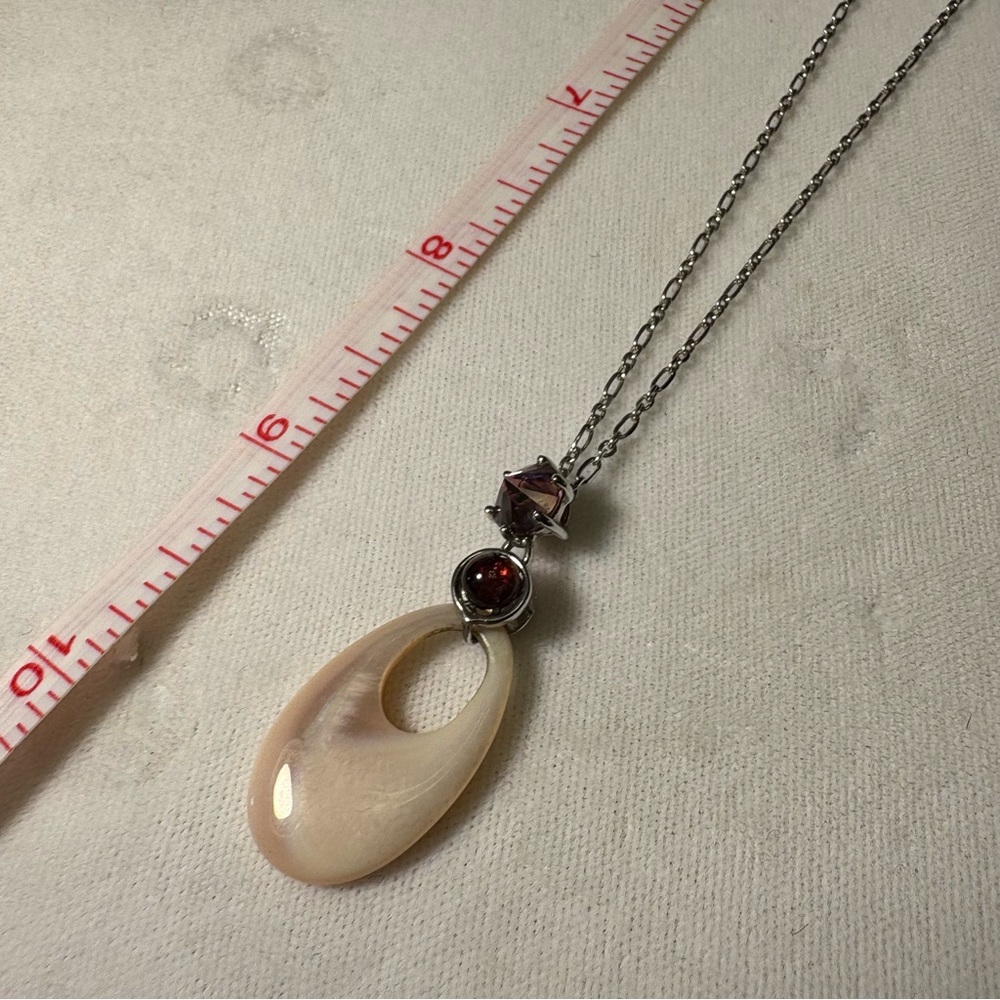 Elle Sterling Silver, Shell and Garnet Necklace - Picture 3 of 6